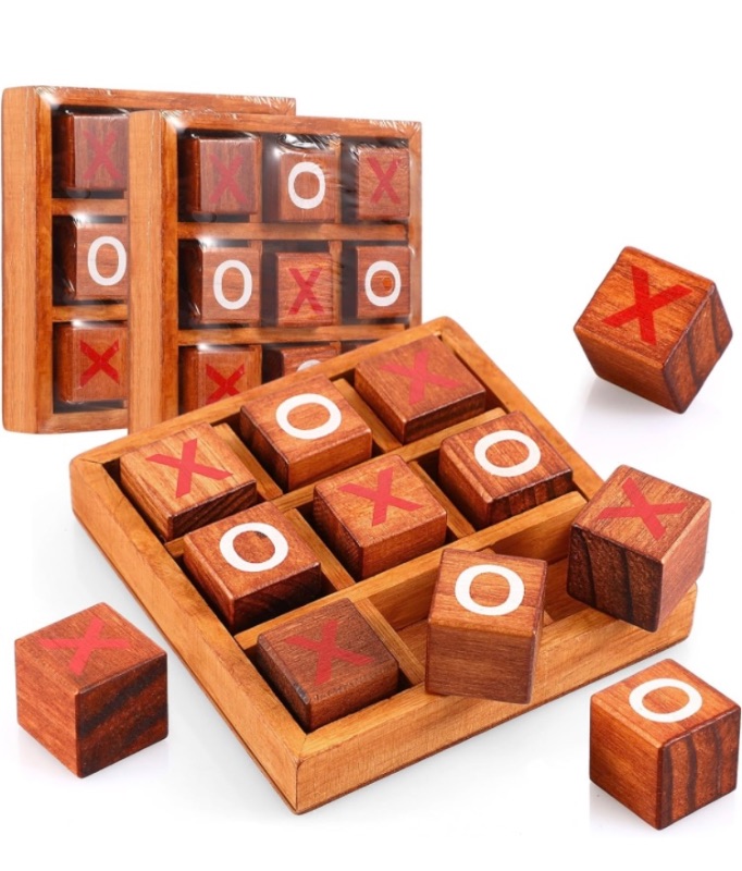 Photo 1 of 3 Pcs Tic Tac Toe for Kids and Adults 4.5'' Coffee Table Games Living Room Decor and Desk Decor Family Games Night Classic Board Games Wood Rustic for Families Size 4.5 Inch