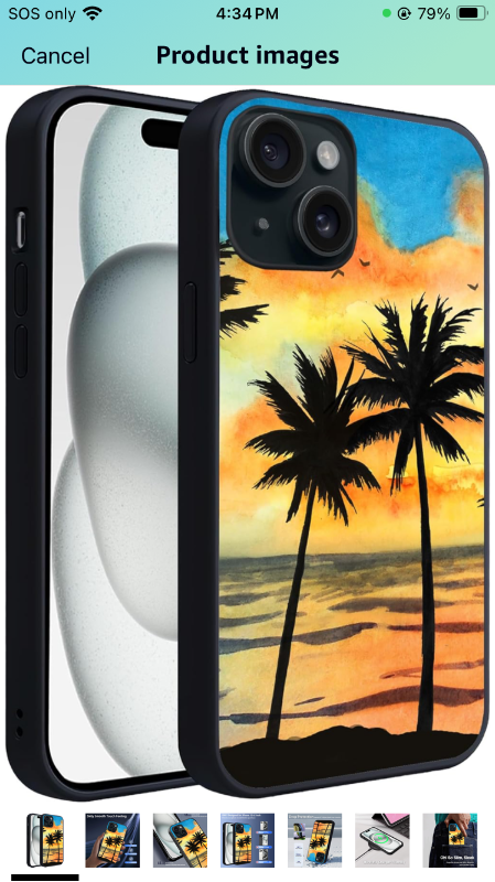 Photo 1 of Compatible for iPhone15 Case, Tropical Palms Sunset Case for Women Men,Soft TPU Shockproof Full Body Protection Case for iPhone 15 6.1 in