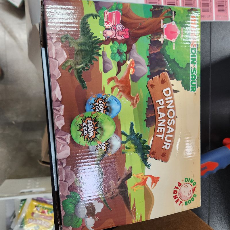 Photo 1 of TEMI Easter Basket Stuffers 12 Pack Luminous Jumbo Dinosaur Eggs for Kids, Dino Eggs Filled with Realistic Dinosaurs Figures & Trees, Easter Gift for 3 4 5 6 7 Years Boys Girls