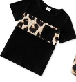 Photo 1 of Family Matching 95% Cotton Short Sleeve T-Shirts and Rib Knit Spliced Leopard Belted Cami Dresses