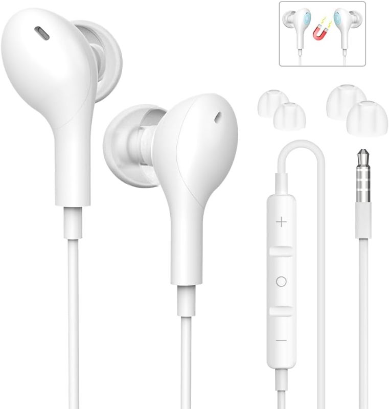 Photo 1 of Wired Headphones, in-Ear Earphones (Full White)(2)