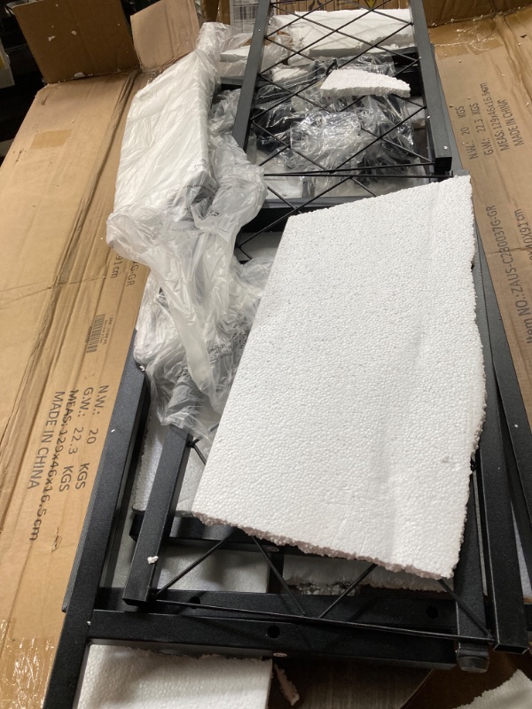 Photo 1 of Bar Table Cabinet with Power Outlet, LED Home Mini Bar Cabinet for Liquor, Metal Wine Bar Stand with 4-Tier Storage, Easy to Assemble, Grey