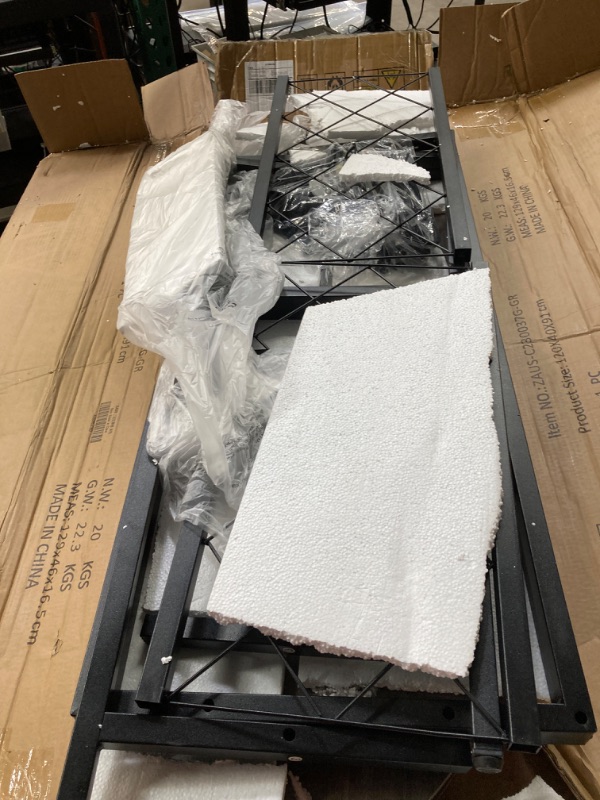 Photo 1 of Bar Table Cabinet with Power Outlet, LED Home Mini Bar Cabinet for Liquor, Metal Wine Bar Stand with 4-Tier Storage, Easy to Assemble, Grey