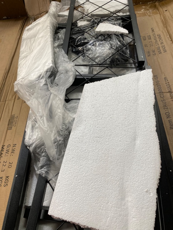 Photo 1 of Bar Table Cabinet with Power Outlet, LED Home Mini Bar Cabinet for Liquor, Metal Wine Bar Stand with 4-Tier Storage, Easy to Assemble, Grey