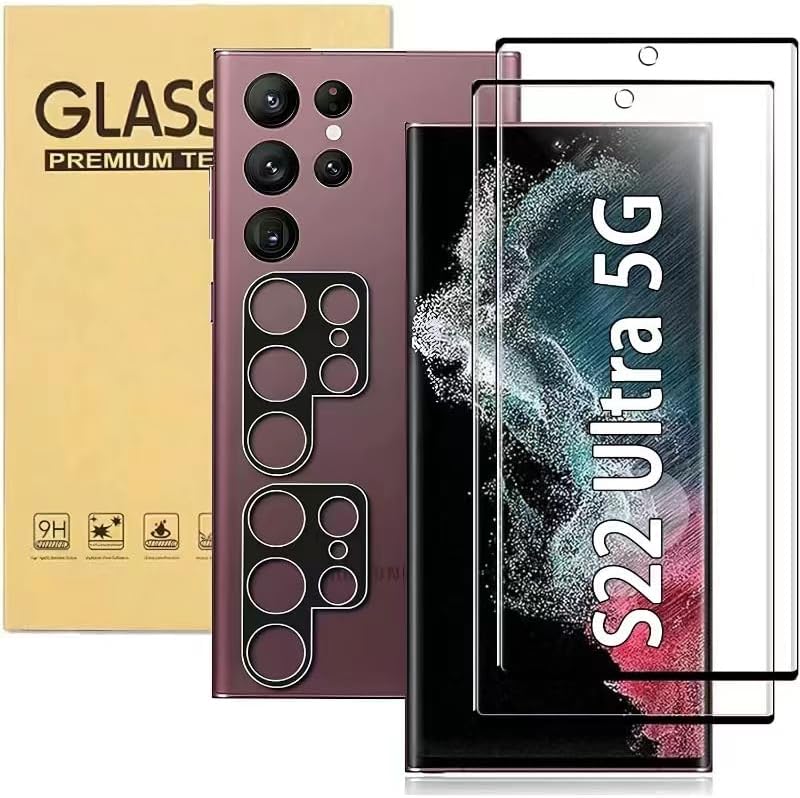 Photo 1 of [2+2 Pack] for Samsung Galaxy S22 Ultra 5G Screen Protector Tempered Glass Camera Lens Protector,Touch Sensitive,Fingerprint Support,9H Hardness