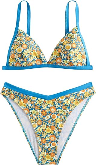 Photo 1 of SHENHE Women's 2 Piece Swimsuits Floral V Neck Ruched Vacation Bikini Set Multicolor Large