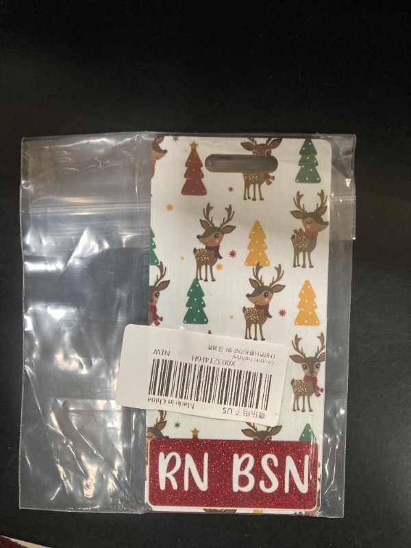 Photo 2 of Plifal RN BSN Badge Buddy Card Holder Nurse Nursing Accessories Festival Cute Christmas Deer Vertical ID Name Identification Tags Hospital Work Gifts