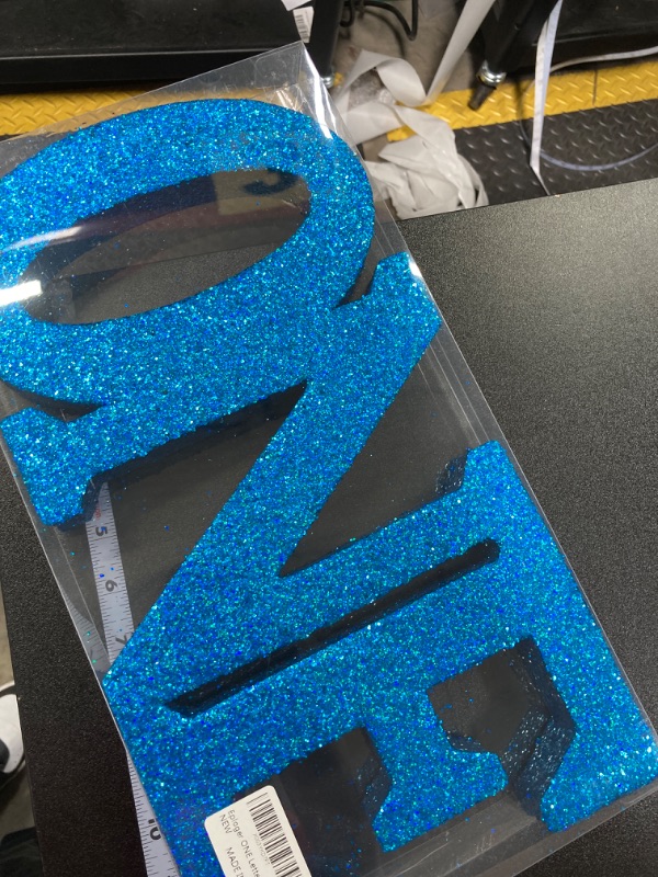 Photo 2 of 1st Birthday Decorations Boys,Blue Glitter One Letters Sign for First Birthday, One table centerpieces,One standing Letters for 1st Birthday, First Birthday Photo Shoot Prop Lowercase-blue