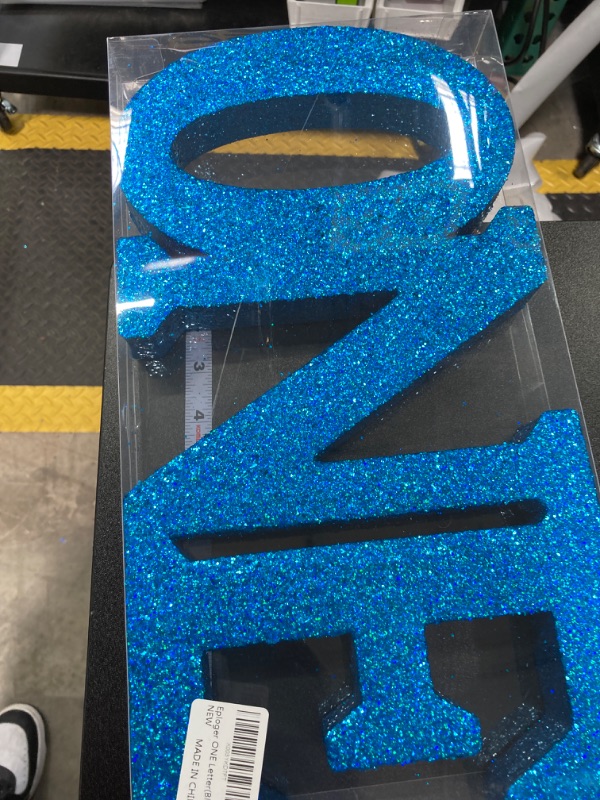 Photo 2 of 1st Birthday Decorations Boys,Blue Glitter One Letters Sign for First Birthday, One table centerpieces,One standing Letters for 1st Birthday, First Birthday Photo Shoot Prop Lowercase-blue