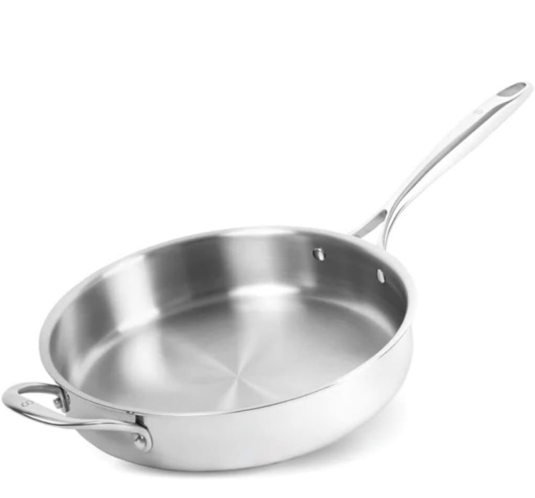 Photo 1 of 4QT Saute Pan - Non Stick Stainless Steel Deep Frying Pan for Sauteeing, Heat Resistant Handle, Induction Compatible & Oven Safe, Easy to Clean, Made in Italy