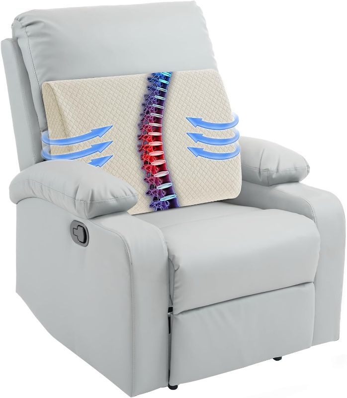 Photo 1 of HOMBYS Lumbar Support Pillow for Recliner Chair, Memory Foam Back Support Cushion for Elderly,Extra Large Lumbar Support Pillow with Extension Straps, Thick Backrest for Home Reading,20x14x5 in