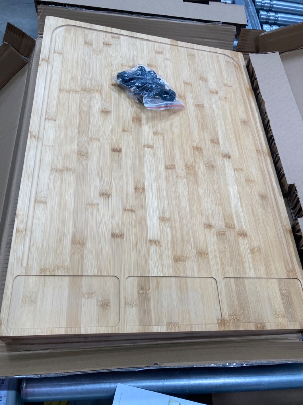 Photo 2 of 30 x 21 in Extra Large Bamboo Cutting Board and Stovetop Cover, Stove Top Cover Chopping Board with Detachable Legs and Juice Groove, Protector Board for Restaurant Kitchen Counter & Sink XXXL(30x21x3.3")