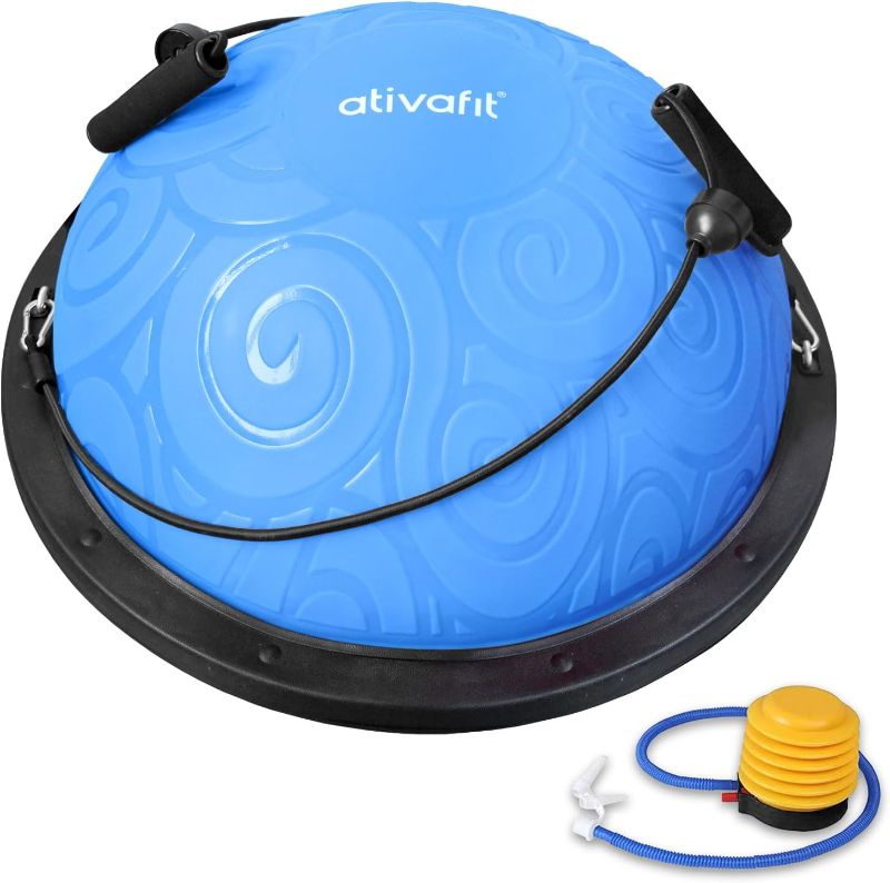 Photo 1 of Ativafit Balance Ball Half Exercise Ball Balance Trainer Inflatable Yoga Ball for Home Gym Workouts Core Strength Fitness Half Ball with Resistance Bands, Pump, Support to 660 lbs