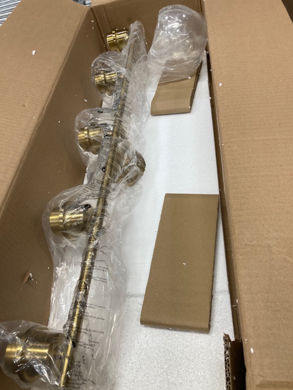 Photo 2 of 5-Light Gold Bathroom Light Fixtures, Bathroom Light Industrial Wall Sconce Over Mirror Bathroom Vanity Light Fixture with Glass Shades - Vanity Lights for Bathroom Farmhouse Bedroom Dressing Mirror 5 light Gold