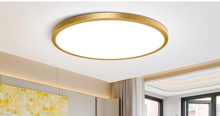 Photo 1 of 12Inch LED Ceiling Light Fixture Flush Mount, 24W(240W Equivalent), 3200LM, 5000K Daylight White, IP40, Flat Modern Round Ceiling Light for Bedrooms, Living Rooms, Bathrooms, Stairwells, etc.(Gold)