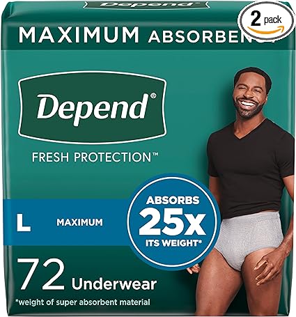 Photo 1 of Depend Fresh Protection Adult Incontinence Underwear for Men (Formerly Depend Fit-Flex), Disposable, Maximum, Large, Grey, 72 Count, Packaging May Vary Large (72 Count)