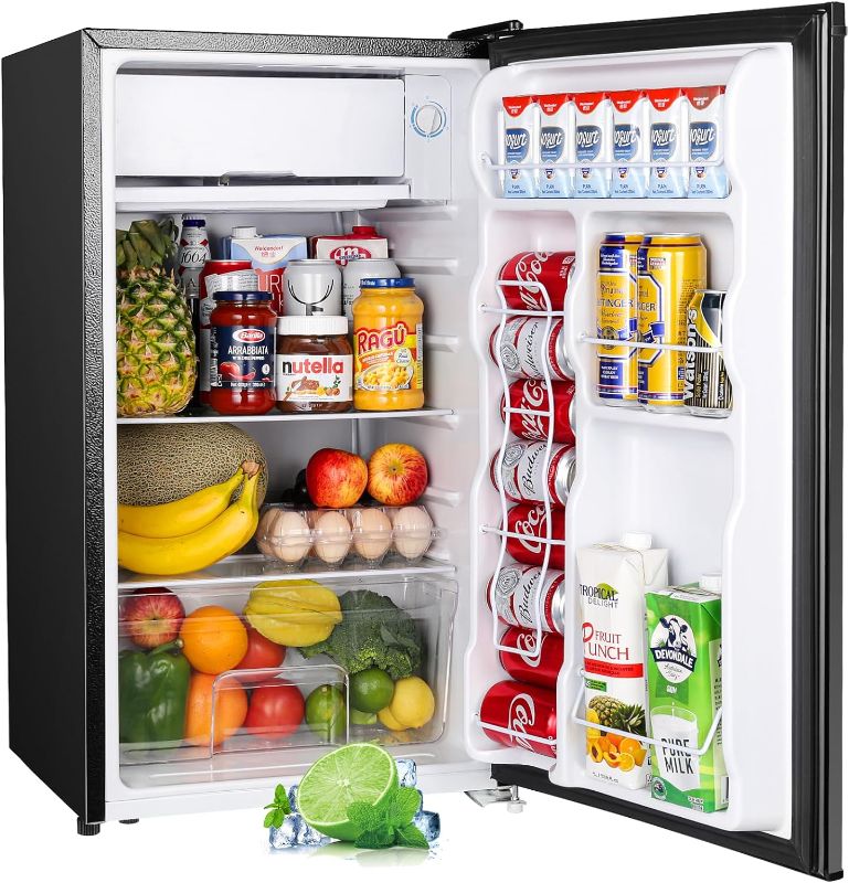 Photo 1 of 
Upstreman 3.2 Cu.Ft Mini Fridge with Freezer, Single Door Mini Fridge, Adjustable Thermostat, Mini Refrigerator for Bedroom, Office, Dorm, Black-BR321