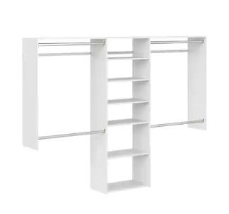 Photo 1 of ***FOR PARTS, INCOMPLETE SET*** Closet Evolution Essential Deluxe 60 in. W - 96 in. W White Wood Closet System