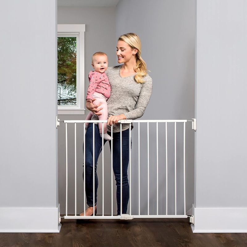 Photo 1 of Regalo 2-in-1 Extra Wide Stairway and Hallway Walk ThroughBaby Safety Gate, Hardware Mounting, White 24"x40.5"x28.5"(Pack of 1)