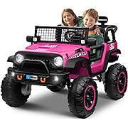 Photo 1 of  24V 4WD/2WD Switchable Ride on Cars, 2 Seater Kids Electric Vehicle Truck with 20 Inch Seater, 4x100W Motors, 4 Shock Absorbers, Music Play,Bright Light, Remote Control (Pink)
