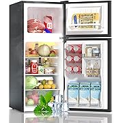 Photo 1 of ****PARTS ONLY ***BANGSON Small Refrigerator with Freezer, 4.0 Cu.Ft, Samll Fridge with Freezer, 5 Settings Temperature Adjustable, 2 Doors, Compact Refrigerator for Apartment Bedroom Dorm and Office, Black