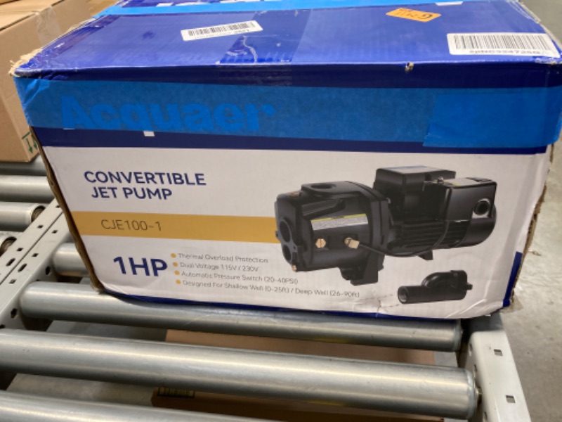 Photo 2 of Acquaer 1HP Shallow/Deep Well Jet Pump, Cast Iron Convertible Pump with Ejector Kit, Well Depth Up to 25ft or 90ft, 115V/230V Dual Voltage, Automatic Pressure Switch