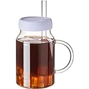 Photo 1 of 
Sweejar Drinking Glasses with Silicone Lid and Glass Straw, 34 oz Glass Cup with Handle, Iced Coffee Cup, Glass Water Bottle with Straw, Cute Water Cup, Purple LidSweejar Drinking Glasses with Silicone Lid and Glass Straw, 34 oz…