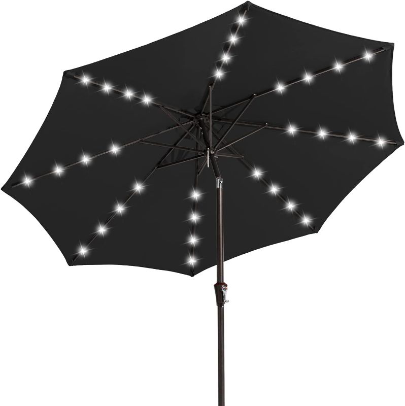 Photo 1 of ***FOR PARTS*** JEAREY Upgrade 10FT LED Lighted Patio Umbrella, Solar Outdoor Umbrella, Tilt Table Umbrella for Pool, Deck & Yard (Black)