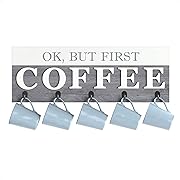 Photo 1 of Barnyard Designs ‘Ok, But First Coffee’ Hanging Coffee Mug Holder, Wall M…