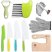 Photo 1 of 
8 Pieces Wooden Kids Kitchen Knives Set for Real Cooking include 4 Plastic Toddler Safe Knives/Crinkle Cutter/Kids Cutting Board/Y-Peeler/Resistant Gloves for Cutting Veggies Fruit Cake Salad Bread8 Pieces Wooden Kids Kitchen Knives Set for Real Cooking 