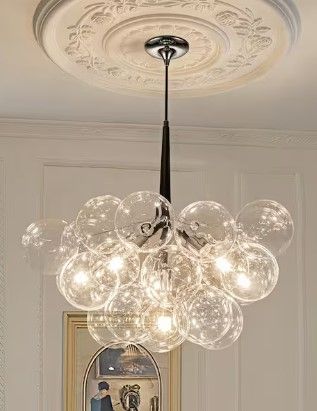 Photo 1 of 
HUOKU
Alma 6-Light Black and Silver Bubble, Cluster, Globe Chandelier with Clear Glass for Dining/Living (Bulb Included)