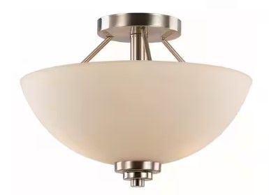 Photo 1 of 
Bel Air Lighting
(Brand Rating: 4.2/5)
Mod Pod 13.5 in. 2-Light Brushed Nickel Semi-Flush Mount Ceiling Light Fixture with Frosted Glass Shade