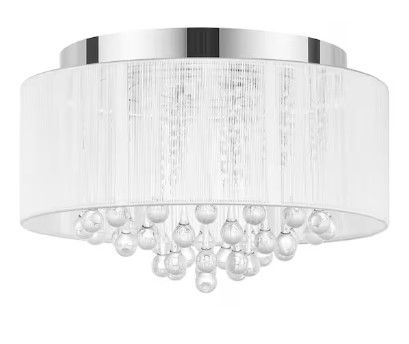 Photo 1 of 
Home Decorators Collection
Flenniken 15 in. Integrated LED Chrome and Crystal Flush Mount Ceiling Light Fixture