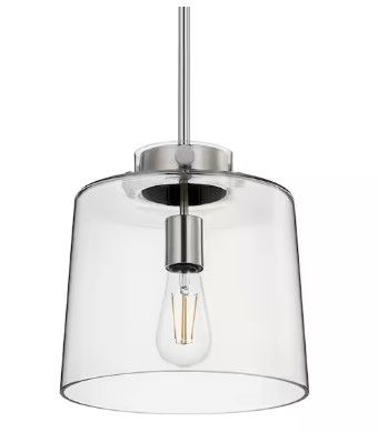 Photo 1 of 
Hampton Bay
Mullins 10 in. 1-Light Brushed Nickel Pendant Hanging Light, Modern Industrial Kitchen Pendant Lighting