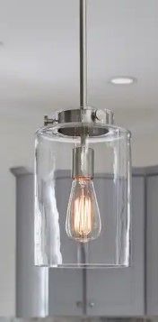 Photo 1 of 
Hampton Bay
Mullins 6.75 in. 1-Light Brushed Nickel Mini Pendant with Clear Glass Shade