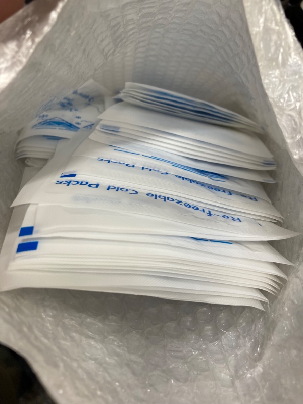 Photo 2 of 50 Packs Dry Ice Packs Freezer Packs for Shipping Frozen Food, Long-Lasting Cold Packs for Lunch Bags & Injuries, Reusable Freezer Ice Blanket Keep Food Fresh - 4.9"x3.8" 50pcs-4.9"*3.8"