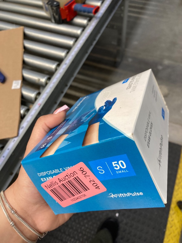 Photo 1 of Blue Vinyl Disposable Gloves Small 50 Pack - Latex Free, Powder Free Medical Exam Gloves - Surgical, Home, Cleaning, and Food Gloves - 3 Mil Thickness Small (Pack of 50) Blue