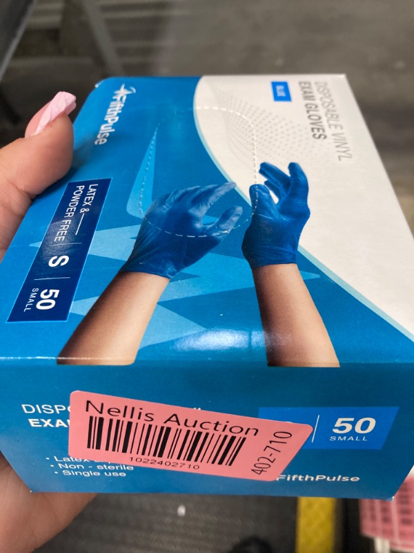 Photo 2 of Blue Vinyl Disposable Gloves Small 50 Pack - Latex Free, Powder Free Medical Exam Gloves - Surgical, Home, Cleaning, and Food Gloves - 3 Mil Thickness Small (Pack of 50) Blue