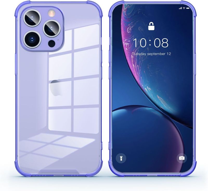 Photo 1 of  Compatible with iPhone 15 Pro Case, 6.1inch Full Covered iPhone 15 Pro Protective Cover, Silicone Case for iPhone 15 Pro-Clear Purple