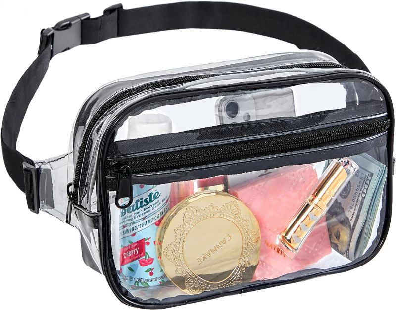 Photo 1 of  Clear Fanny Pack for Women Men, Stadium Approved Waist Pack with Adjustable Strap,Fashion Belt Bag for Festival, Games,Travel and Concerts