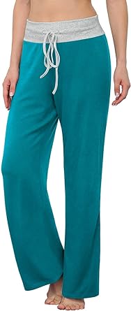 Photo 1 of LONGYUAN Women's Comfy Pajama Pants Casual Stretch Pant Drawstring Palazzo Lounge Pants Wide Leg for All Seasons Small