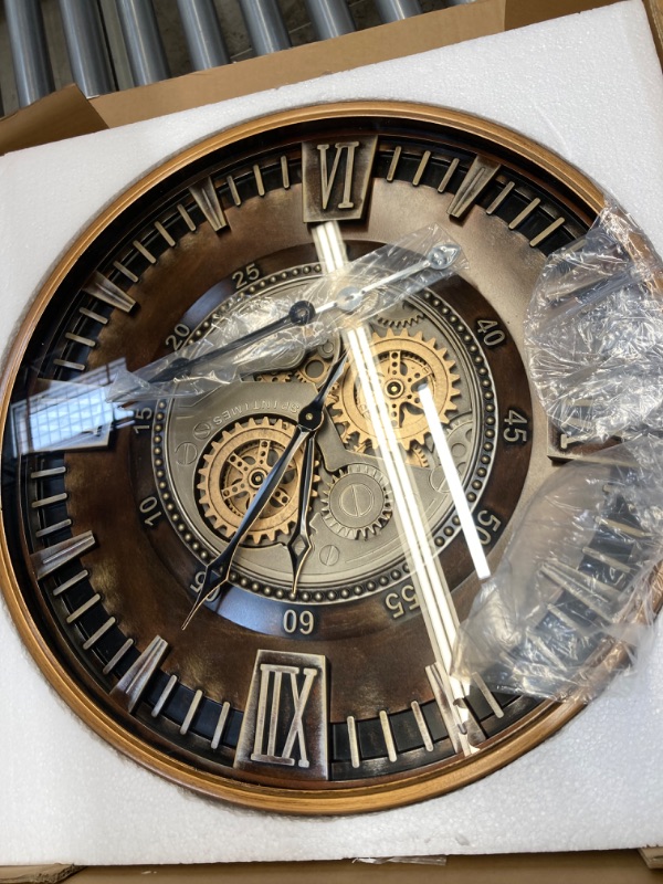 Photo 1 of 24 Inch Large Moving Gear Wall Clock for Farmhouse Living Room Decor,Big Industrial Steampunk Wall Clock Decorative, Vintage Bronze Gold Metal Wall Clock for Home Office,Wall Art Decor 24 Inch Antique Brass Gold