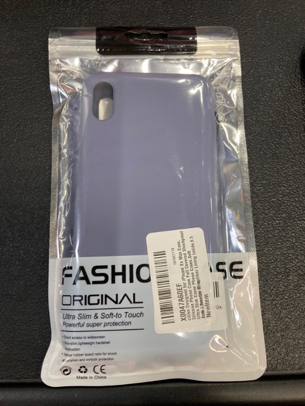 Photo 2 of Designed for iPhone Xs Max Case, Silicone Phone Case Full Covered Shockproof Ultra Slim Cover Phone Cases,Soft Anti-Scratch Microfiber Lining Inside,6.5 incn,Lavender Gray