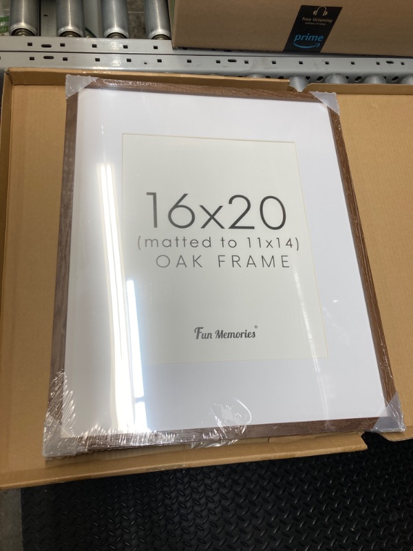 Photo 2 of 16x20 Picture Frame, Solid Oak Wood 16x20 Frame, 16”x20" Poster Frame - Real Glass, 16x20 Frame Matted to 11x14, 16 by 20 Wood Frame for Wall (Walnut Color, 1 Pack) Walnut 16x20 - 1P