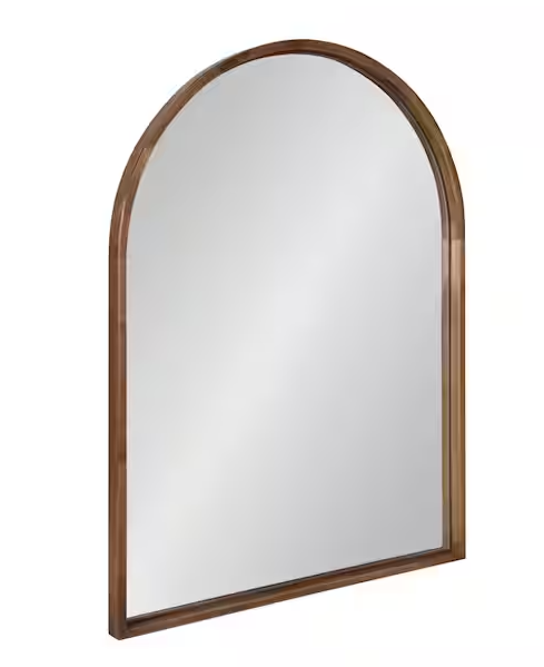 Photo 1 of 31.50 in. H x 23.50 in. W Valenti Farmhouse Arch Framed Rustic Brown Accent Wall Mirror