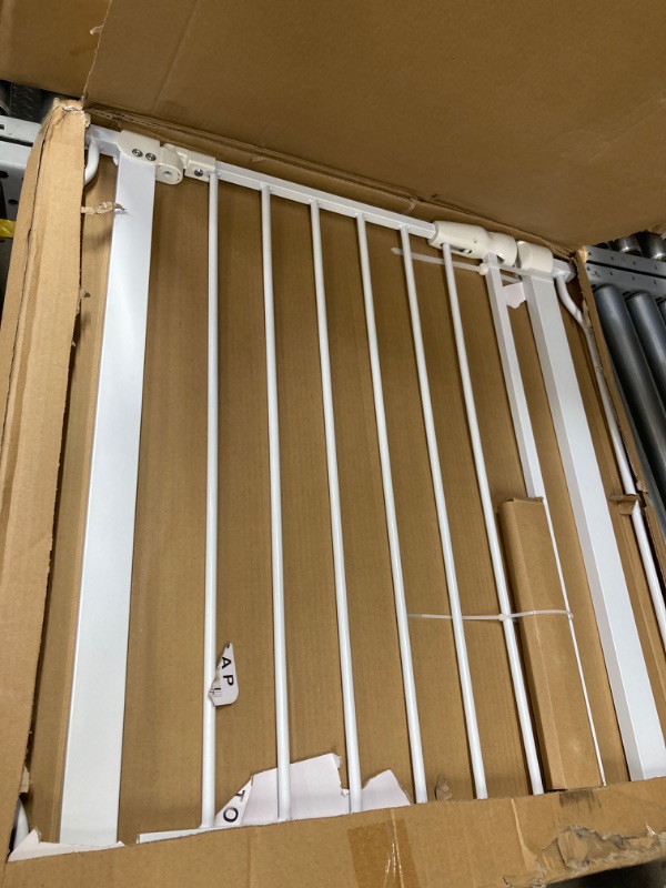 Photo 1 of BalanceFrom Easy Walk-Thru Safety Gate for Doorways and Stairways with Auto-Close/Hold-Open Features, Multiple Sizes, White 30-inch Tall, No Caps Fits 29.1 - 33.8" Wide