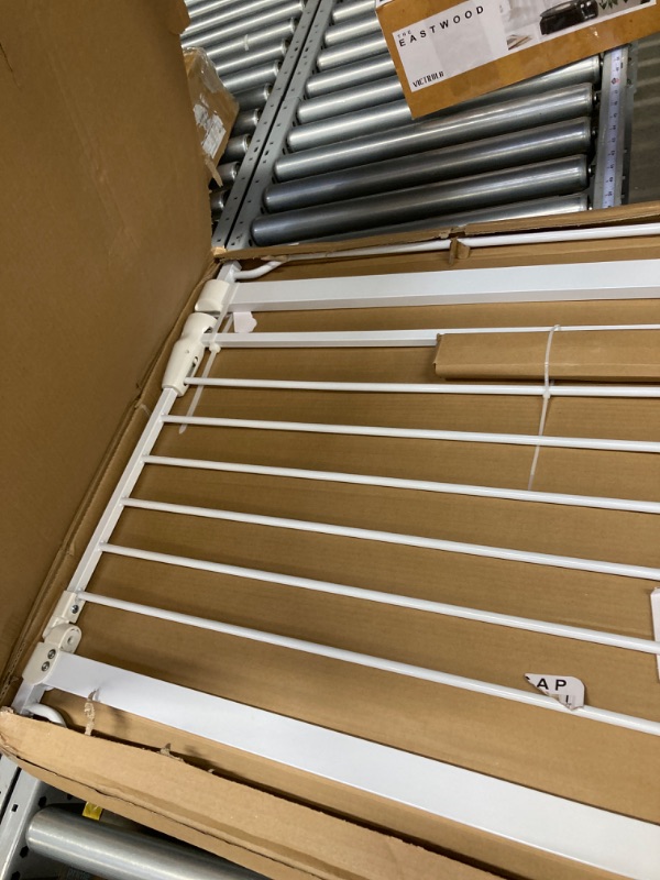 Photo 1 of BalanceFrom Easy Walk-Thru Safety Gate for Doorways and Stairways with Auto-Close/Hold-Open Features, Multiple Sizes, White 30-inch Tall, No Caps Fits 29.1 - 33.8" Wide