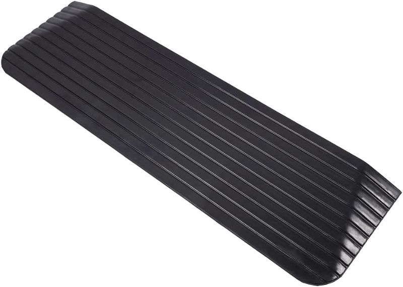 Photo 1 of 1.5" Rubber Threshold Ramp, Doorways Heavy Duty Wheelchair Ramps, Rated 2200 Lbs Load Capacity, Non-Slip Surface Rubber Solid Threshold Ramp for Wheelchair, Scooter, Mobility Scooters Black