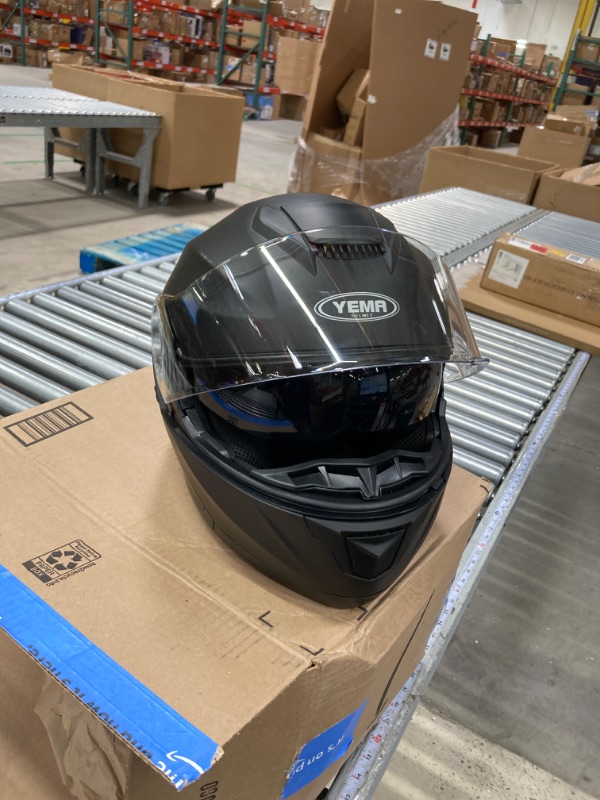 Photo 2 of Motorcycle Modular Full Face Helmet YEMA YM-926 Moped DOT Street Racing Crash Helmet Matte Black X-Large