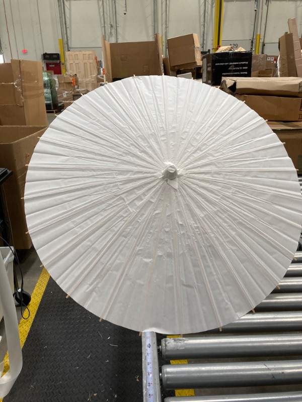 Photo 3 of 12 Pack 33 Inch Paper Umbrellas for Wedding, Paper Parasol Chinese Decor Oiled Umbrella DIY Blank Japanese Paper Umbrellas with 12 Pcs Stickers for Bridal Party Decor- Pure White Paper Umbrellas